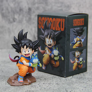10cm Anime Dragon Ball Z Figura Filho Goku Hold Puya Road Kamehameha Q Versão PVC Figuras De Ação Modelo Desktop Doll Toys Gifts