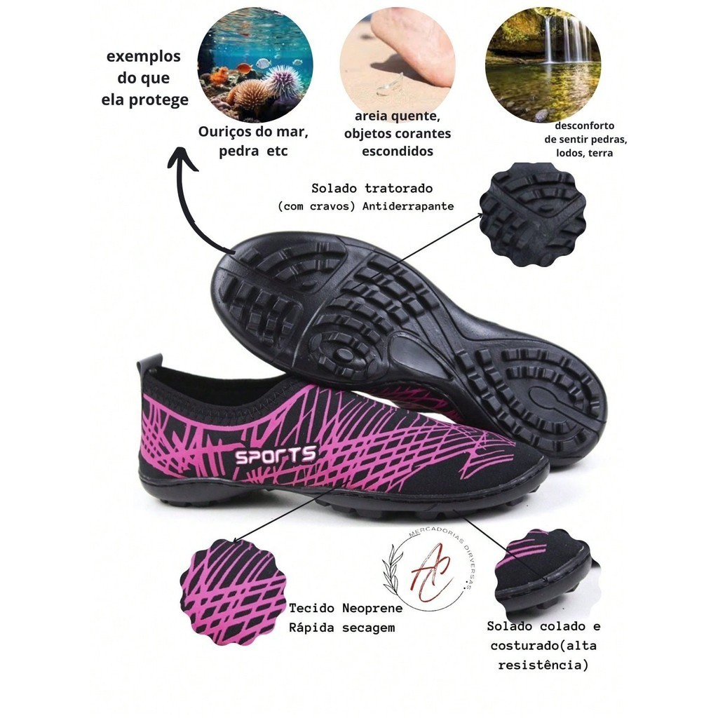 Sapatilha Aquática Feminina tênis náutico sapatilha híbrida