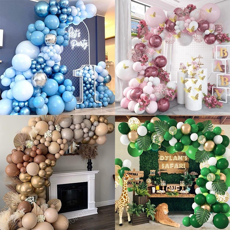 Conjunto De Balões De Festa De Aniversário De Natal Ano Novo Balão Garland Arch Kit Macaron Confetti Pastel Casamento Decoração