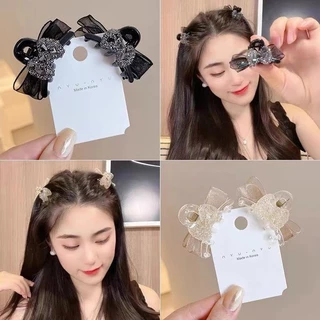 Grampo De Malha Arco Pequeno Mandíbula Barrettes High-Grade Female Side Bang Clip Cabelo Testa Princesa