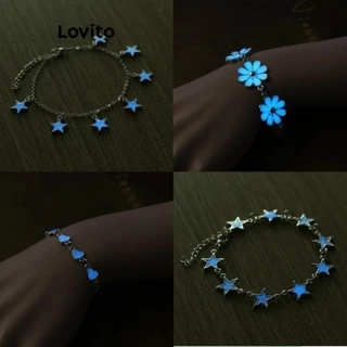 Lovito Pulseira luminosa casual floral flores coração estrela para mulheres LFA42077