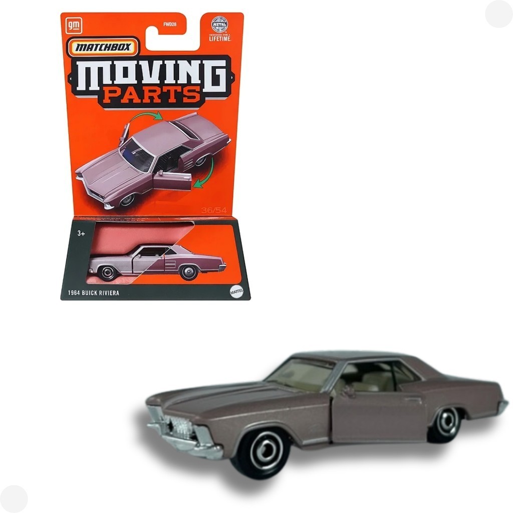 Miniatura 1964 Buick Riviera Matchbox Moving Parts Metal Escala 1