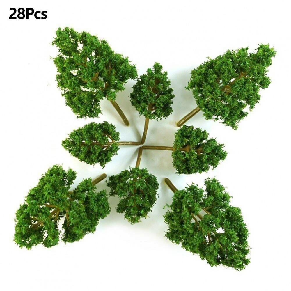 Trem Modelo De Estrada Ferroviária Árvore Artificial Diorama Processo Florestal Cenário Verde