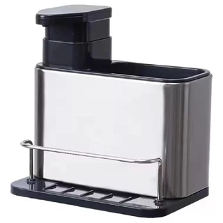 Suporte Porta Detergente/ Esponja em Inox 3 em 1 Dispenser