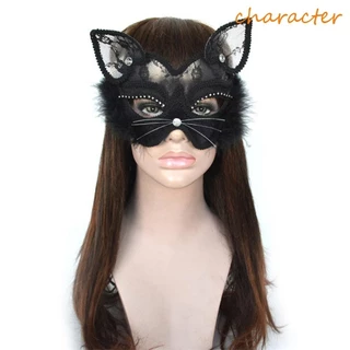 CHARACTER Máscara De Festa Feminina Gato De Renda Preta Para O Halloween