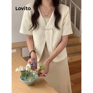 Lovito Blazer casual de botão liso para mulheres LNA73134