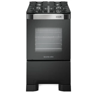 Fogão Mueller 4 bocas Decorato Vetro Preto Fosco com mesa de vidro