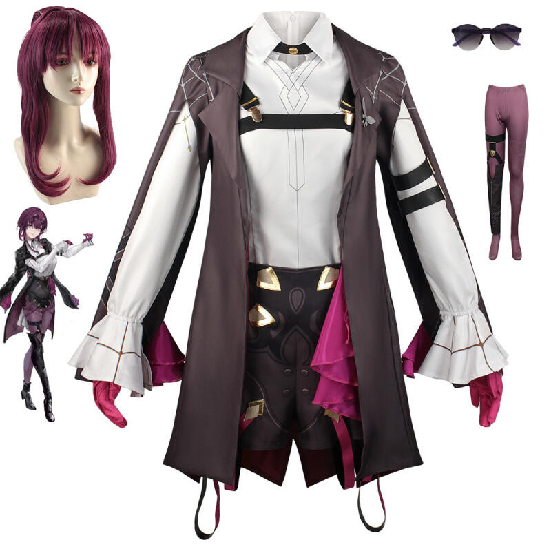 Honkai Star Rail Game Kafka Cosplay Costume Bordado Versão Peruca Conjunto Completo Roupas Femininas