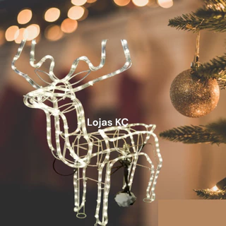 Armação Rena Macho de Led Média Natal Decoração Natalina Interna e Externa Luz Branca Fria Papai Noel
