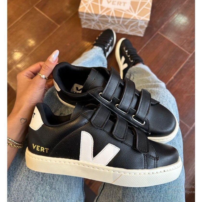 Tenis VeJA Feminino Masculino Velcro Sapatênis Dourado/Prata/Branco ...