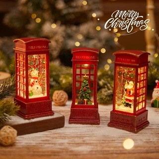 2024 Novas Decorações De Natal Cabines Telefônicas Luzes De Vento Com Lanterna De Papai Noel Árvore Ornamento Da Festa Lâmpada Do Boneco De Neve