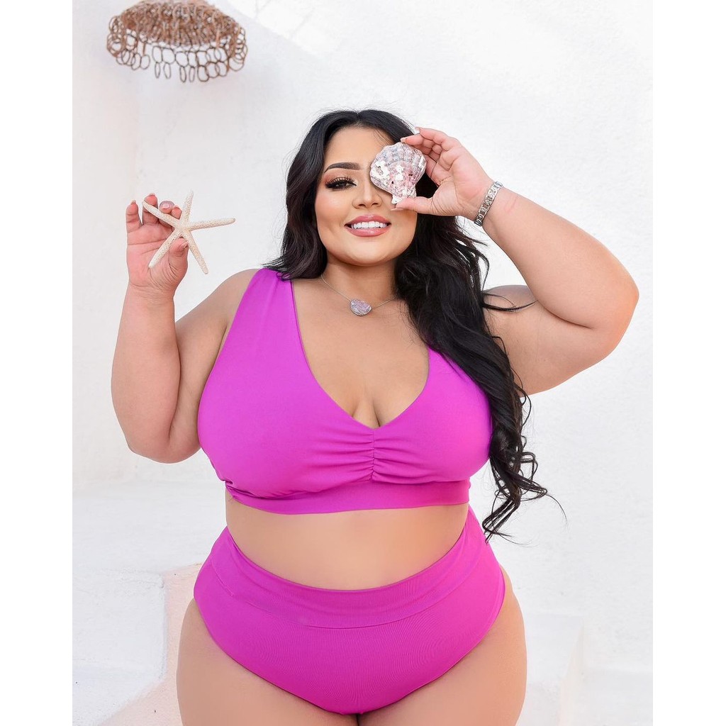Conjunto Biquini Feminino Plus Size Tamanho Grande Moda Praia Verão Promoção Candy Colors color