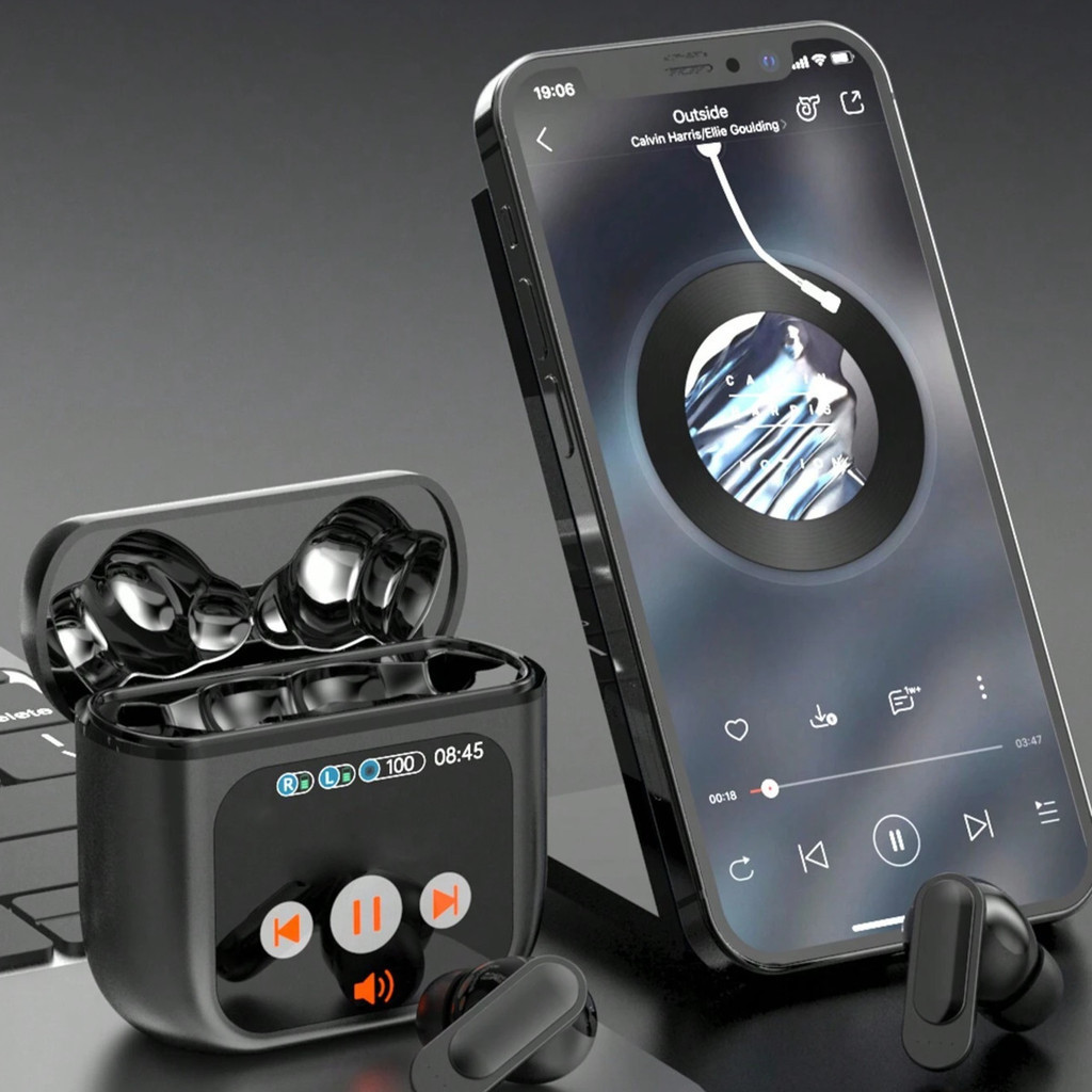 LCD Touch Screen Cancelamento de Ruído Earbuds Som Mini Stereo Wireless ...
