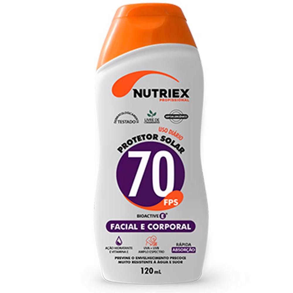 Protetor Solar FPS 70 Facial e Corporal Bisnaga 120ML NUTRIEX