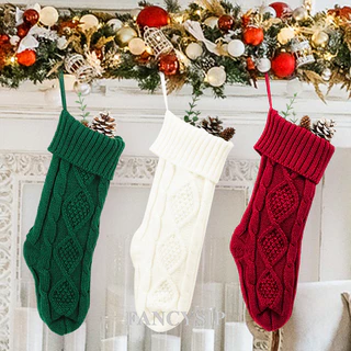 FANCY 1Pc Meias De Natal Padrão Único Malha Leve Cor Sólida Elástica Pendurada Presentes