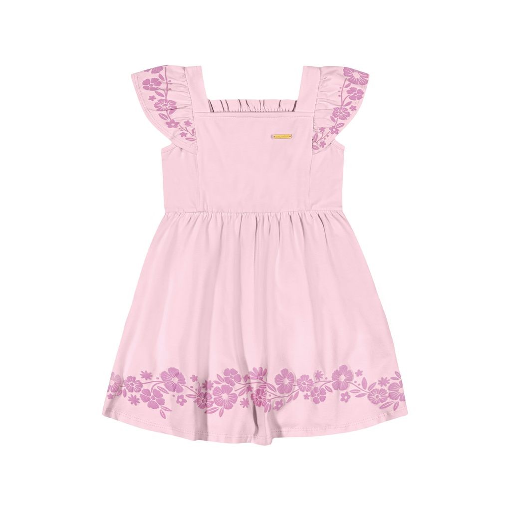 Vestido Infantil Menina Com Estampa Coloritt Puff Rosa Shopee Brasil