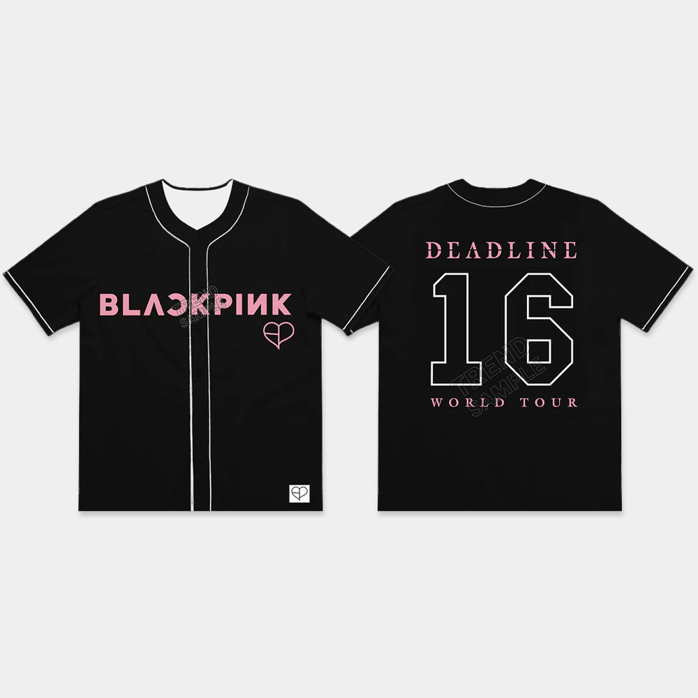 2025 BLACKPINK DEADLINE WORLD TOUR Merch 16 Camisa De Beisebol
