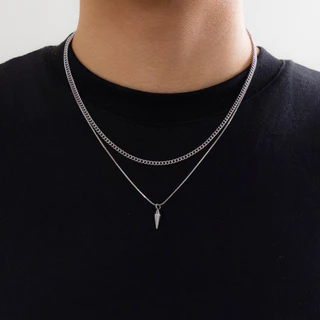 Colar De Corrente Separável Com Pingente De Ponta Para Homens, 2 Peças, Acessório De Joias Da Moda Hip Hop
