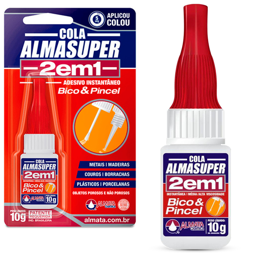 Cola Instantânea 2 em 1 Almasuper 10g Aplicação Bico Pincel | Shopee Brasil