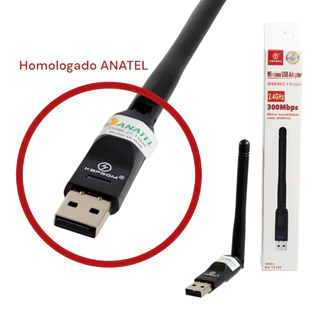 placa de rede 300 mbps USB Antena wifi Para computador gabinete e notebook