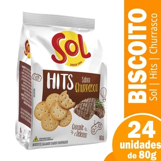 Biscoito Salgadinho Hits Sol Churrasco 80g - Embalagem c/ 24 Unidades em Oferta na Shopee