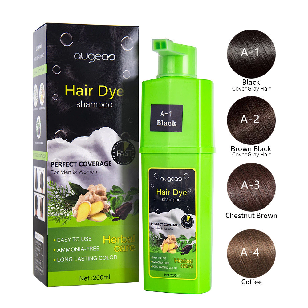 Shampoo Hair Dye Tintura de Cabelo Vegetal Creme de Cabelo Natural Black Cover White Hair /One Black