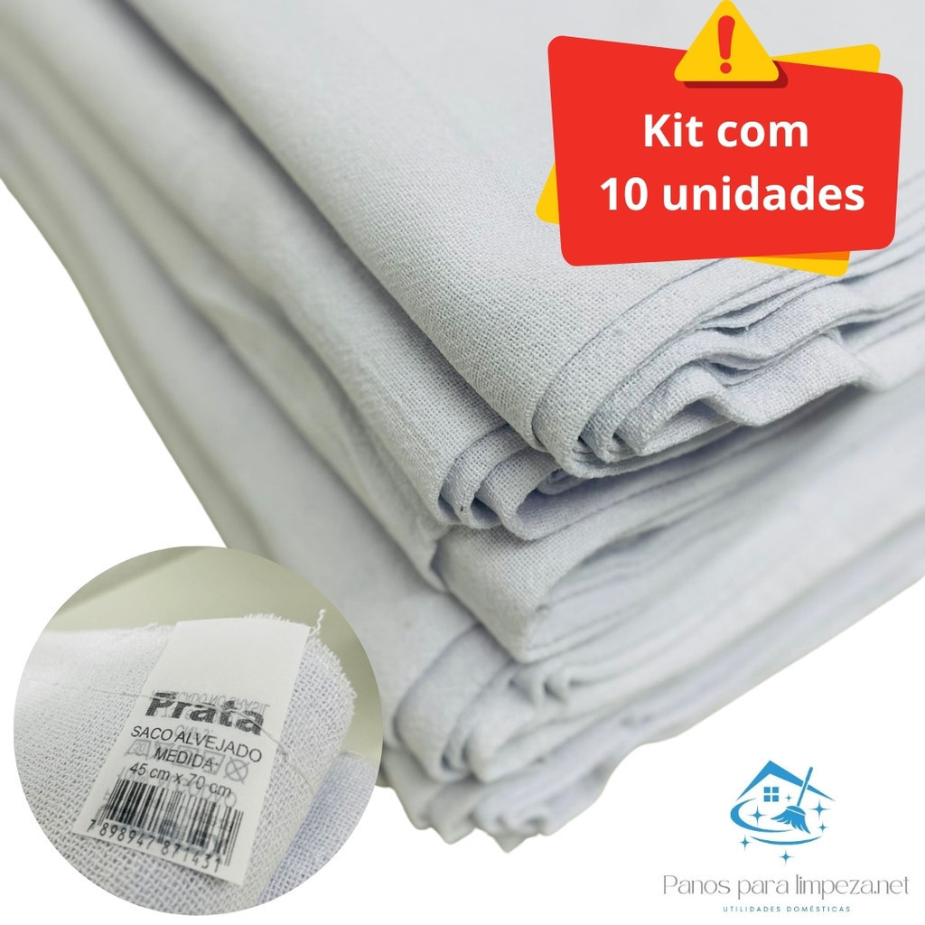 Saco Alvejado Prata 45cm x 70cm c/ 10 unidades