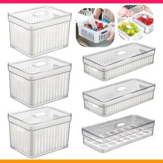 Kit 6 Organizador de Geladeira 3,8L e Porta Ovos 3,6L c/ Respirador Móvel e Cesto Removível Acrílico