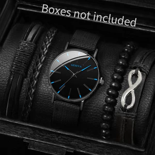 Relógio Casual de Genebra Nylon com Relógio de Quartzo + Pulseira de Couro