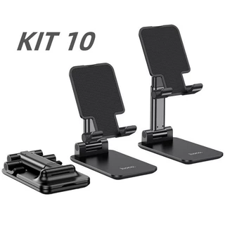 KIT 10 Suporte Para Celular Tabletde de Mesa Articulado Ajustável
