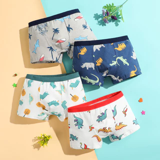 4 Pcs/Set Kids Boy Underwear Calcinha De Algodão Macio Baby Panties Desenho Impresso Adolescente Boxer