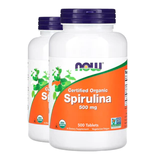 Kit 2x Spirulina Orgânica 500mg Now Foods 500 Tablets Importado/Made in Usa