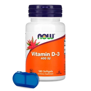 NOW Vitamina D-3 180 Cáps Softgels c/Porta Cápsulas