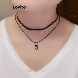 Lovito Colares casuais de corrente lisa para mulheres LFA44674