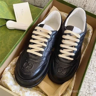 2024 G ucci Gucci Casual Grosso Sole Dos Homens e das Mulheres Sneakers Mesmo Estilo Branco Sapatos Casuais AQUV VXFI