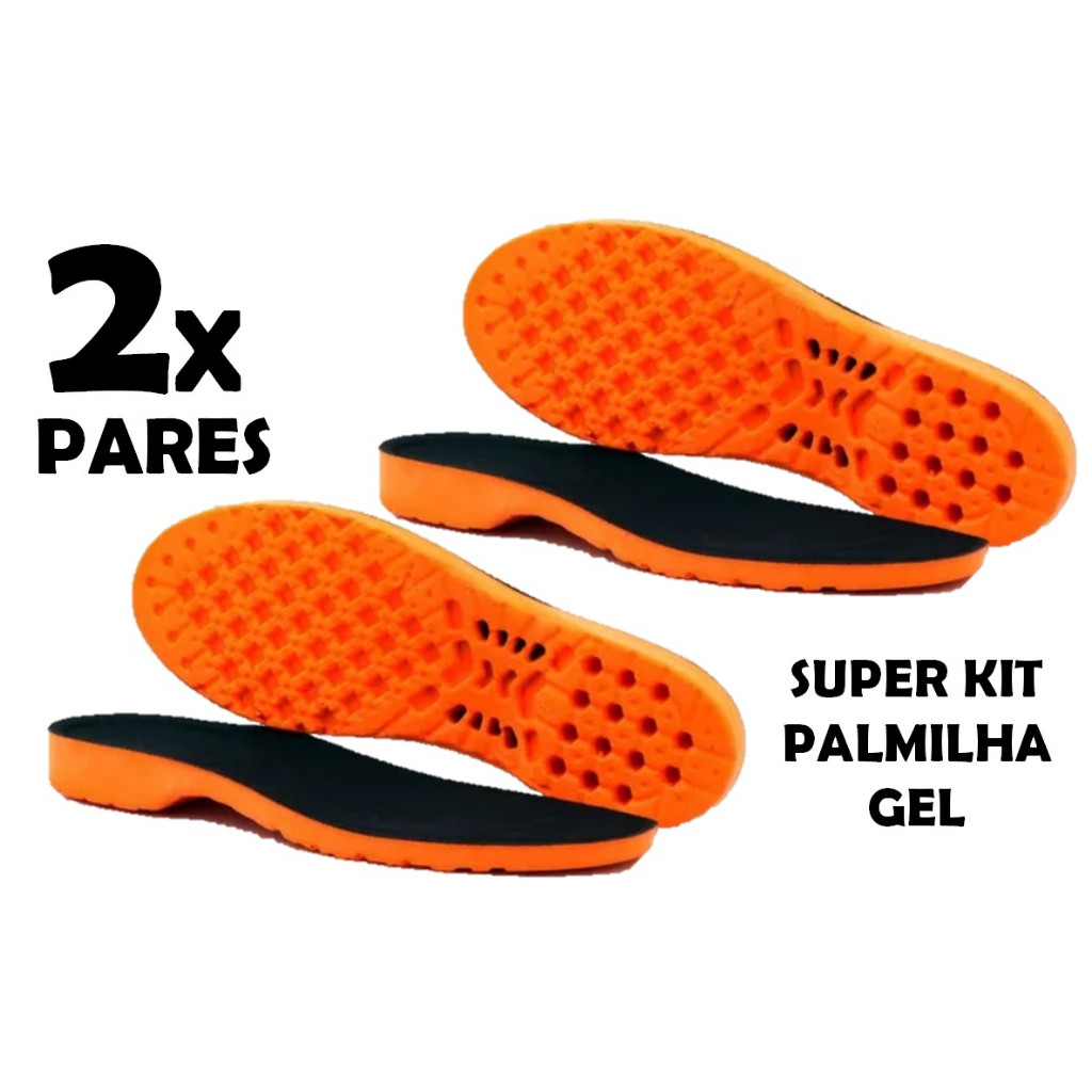 Kit 2x Pares Palmilha Ortopédica Anatômica Confort, Anti-impacto para tênis e sapatos de segurança.