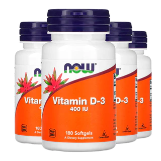Kit 4x Vitamina D-3 Now Foods 400 IU 180 Cáps Softgels Importado/Made in Usa