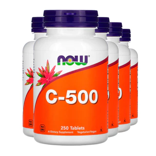 Kit 5x Vitamina C 500mg e Rosa Mosqueta Now Foods 250Tabls /Made in Usa