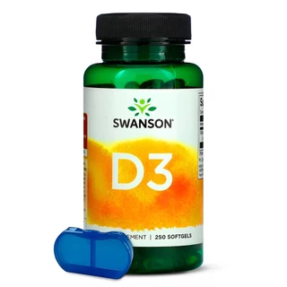 Vitamina D3 5000 UI Swanson 250 Softgels + Porta Cápsulas