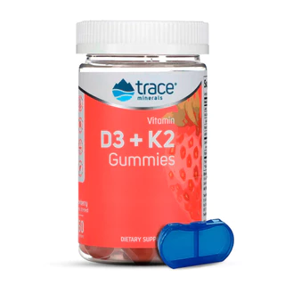 Trace Minerals Vitamina D3 + K2 60Goma + Porta Cápsulas