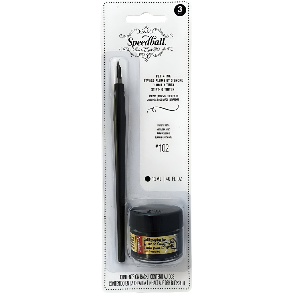 Kit Pena para Caligrafia e Lettering Speedball Pen & Ink Preto 12ml ...