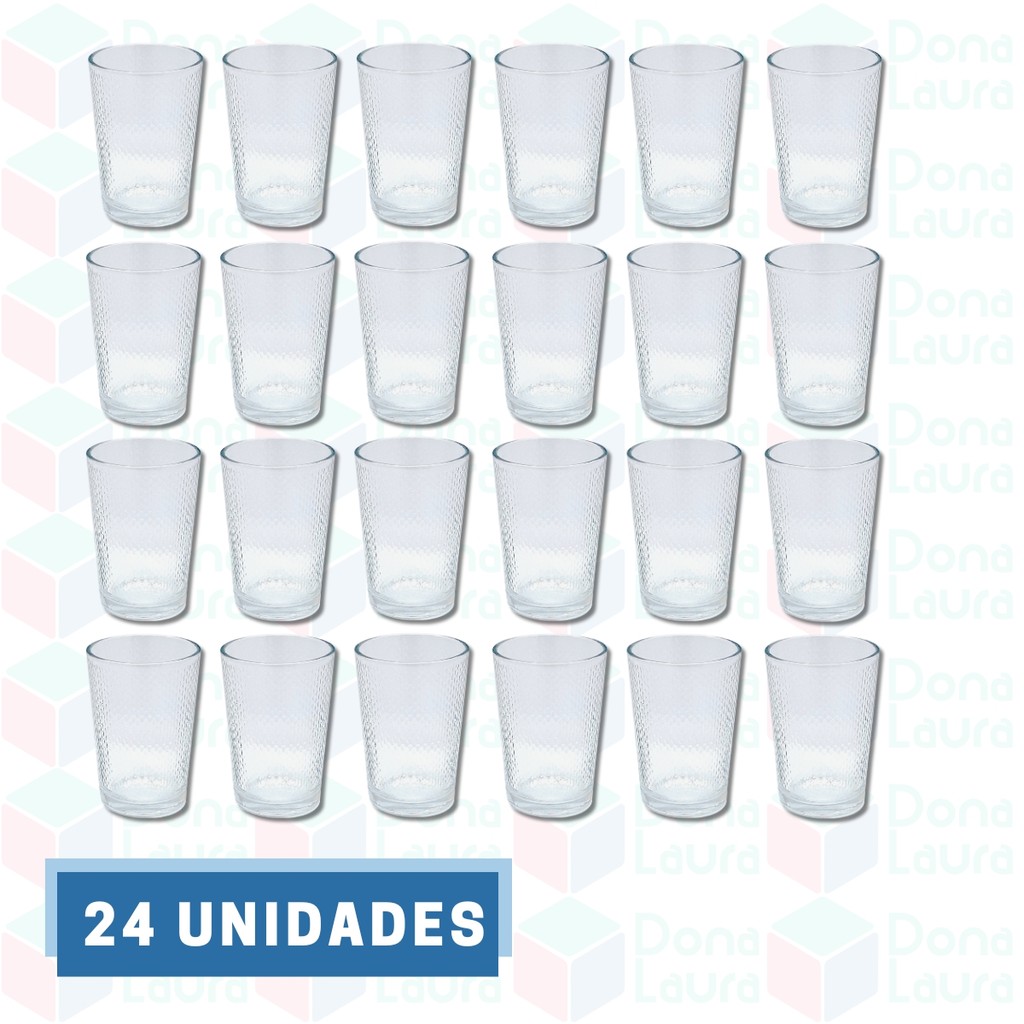 Jogos de 24 Copos de vidro Arizona 200ml Transparente