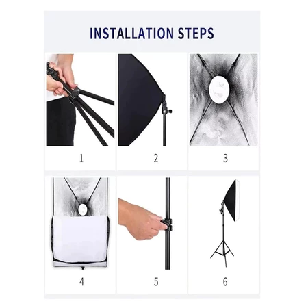 Softbox Luz contínua 50x70cm Soquete e27 Kit com Tripé