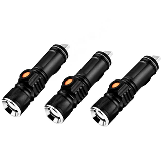 Kit 3 Lanterna Bike USB - 3 Modos, Zoom e Bateria Recarregável