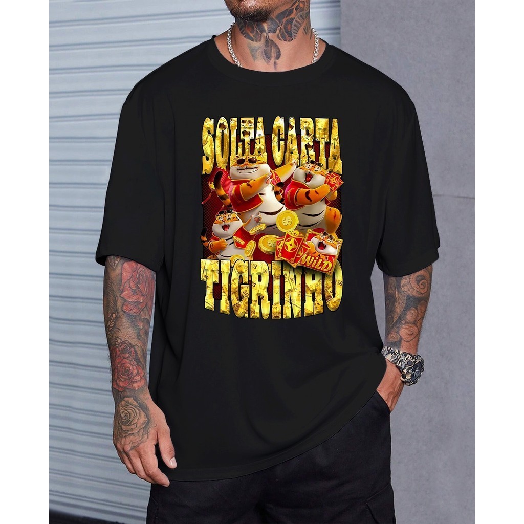 Camiseta Básica Tigrinho Jogo Sorte Aposta Fortune Dinheiro