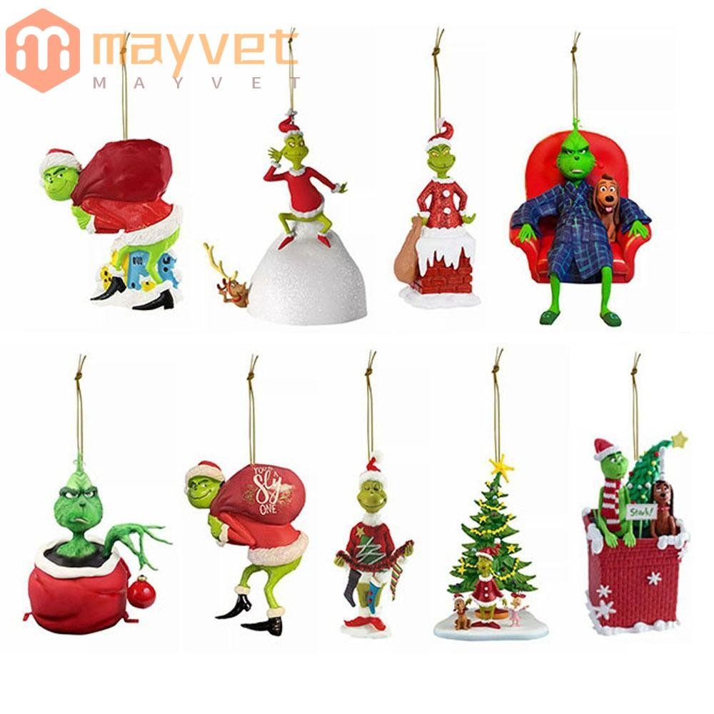 MAYVET 9 Peças Pingente De Figura Grinch , Decoração Suspensa De Árvore De Natal Feliz , Enfeite Acrílico Plano De Alta Qualidade