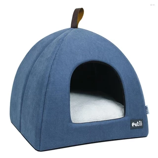 Cama Dobrável Para Gatos , Casa Respirável Tenda Interna Animais De Estimação , Cães Com Tapete (Azul , Tamanho L)