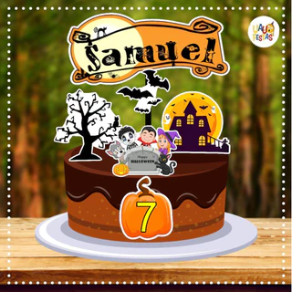 Topo de Bolo - Halloween Cute (Parabéns ou Nome + Idade)