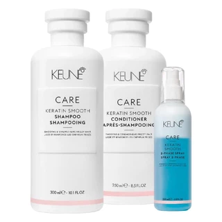 Kit Keune Care Keratin Smooth Shampoo 300ml, Condicionador 250ml, 2 Phase Spray 200ml