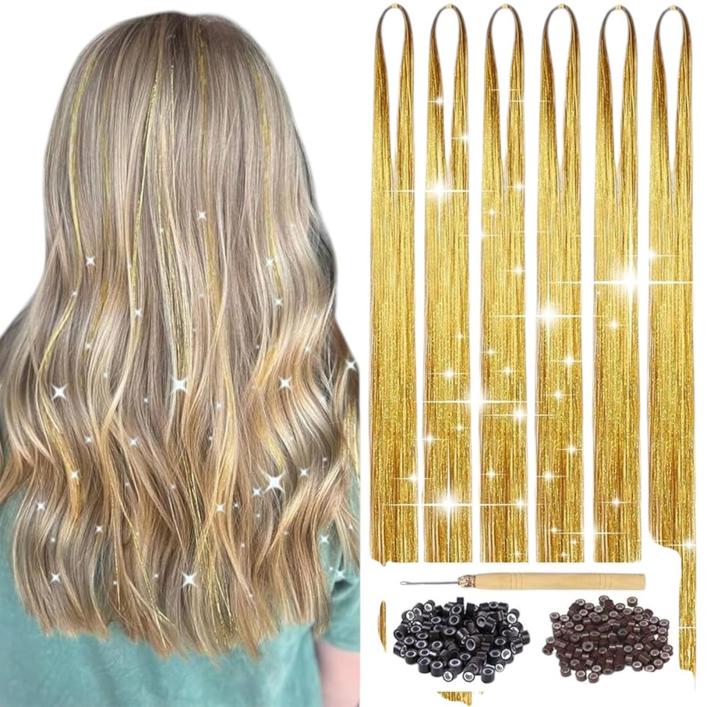 Fios De Ouro Fio Luz Aplique De Cabelo Com Efeito Luxo | Shopee Brasil
